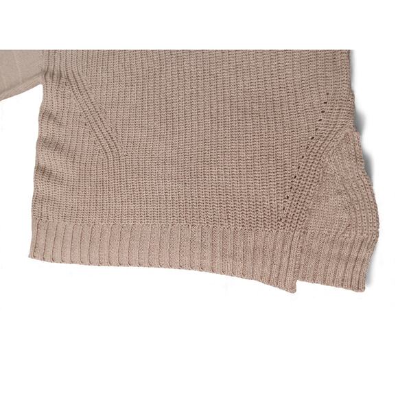 New Promesa One Shoulder Turtleneck Sweater S Beige Cutout Knit Oversized - Picture 4 of 14